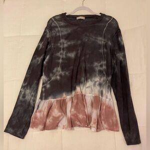 Alter’d State Tie Dye Ruffle Trim Long Sleeve